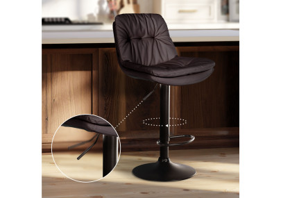 Tabouret de bar Laurel, simili cuir, noir et marron