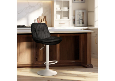 Tabouret de bar Laurel simili cuir blanc noir