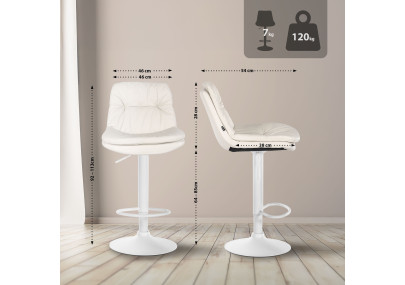 Tabouret de bar Laurel simili cuir blanc blanc