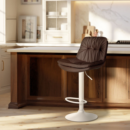 Tabouret de bar Laurel, similicuir, blanc brun