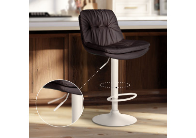 Tabouret de bar Laurel simili cuir blanc marron