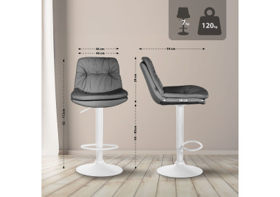 Tabouret de bar Laurel simili cuir blanc gris