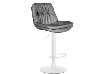 Tabouret de bar Laurel simili cuir blanc gris