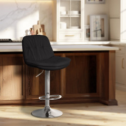 Tabouret de bar Laurel tissu chrome noir