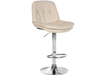 Tabouret de bar Laurel, tissu, chrome, crème