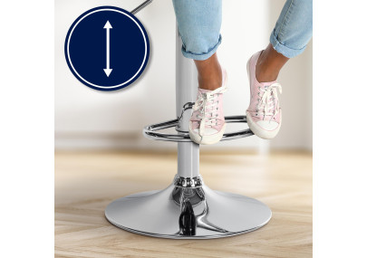 Tabouret de bar Laurel tissu chrome gris foncé