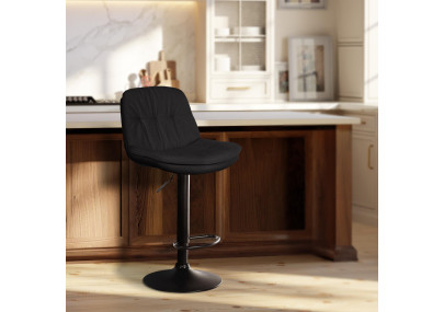 Tabouret de bar Laurel tissu noir noir