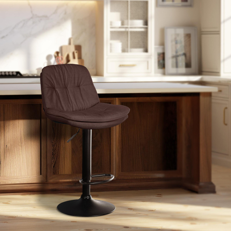 Tabouret de bar Laurel, tissu noir brun