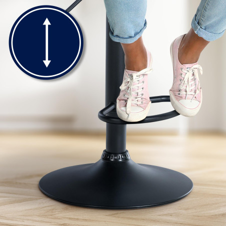 Tabouret de bar Laurel, tissu noir et gris