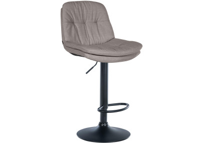 Tabouret de bar Laurel, tissu noir et gris