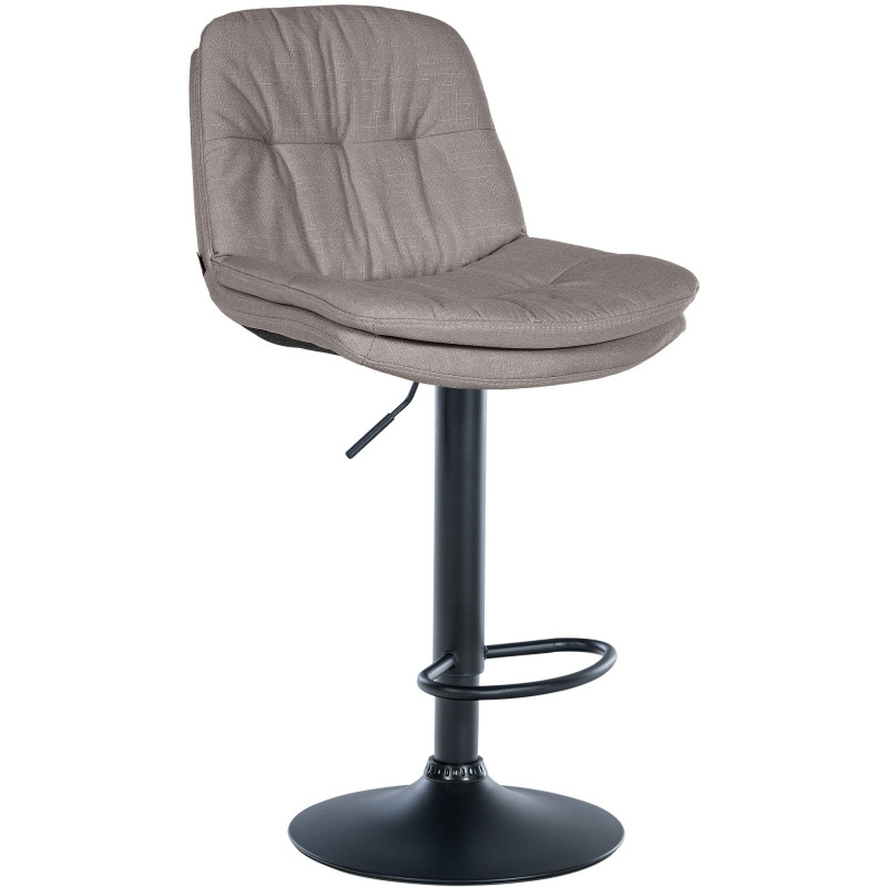 Tabouret de bar Laurel, tissu noir et gris
