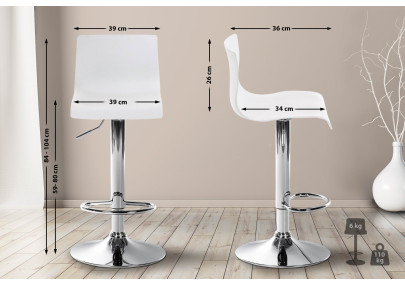 Taburete de bar Hover Blanco,Metal cromado