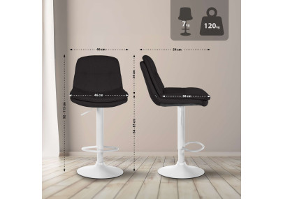 Tabouret de bar Laurel tissu blanc noir