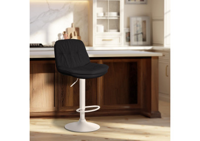Tabouret de bar Laurel tissu blanc noir
