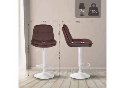 Tabouret de bar Laurel, tissu, blanc/marron