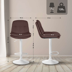 Tabouret de bar Laurel, tissu blanc brun