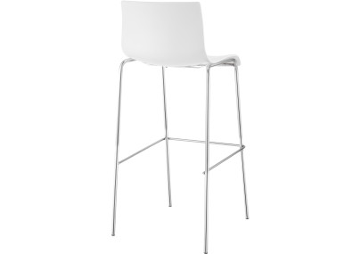Tabouret de bar Hoover, chromé, piètement à 4 pieds, blanc