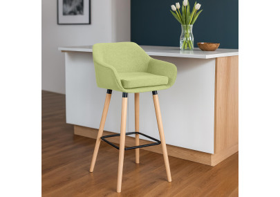 Tabouret de bar Grant, tissu vert clair