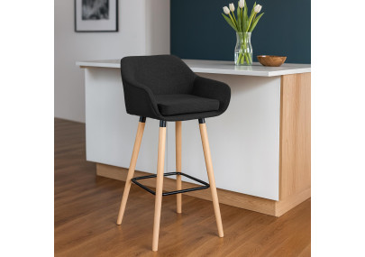 Tabouret de bar Grant, tissu noir