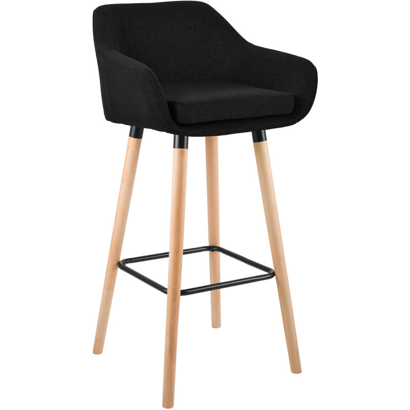 Tabouret de bar en tissu Grant noir