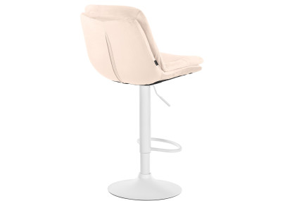 Tabouret de bar en velours Laurel, blanc/crème