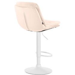 Tabouret de bar en velours Laurel, blanc crème