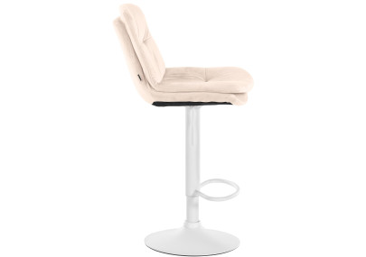 Tabouret de bar Laurel velours blanc crème