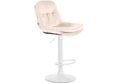 Tabouret de bar en velours Laurel, blanc/crème