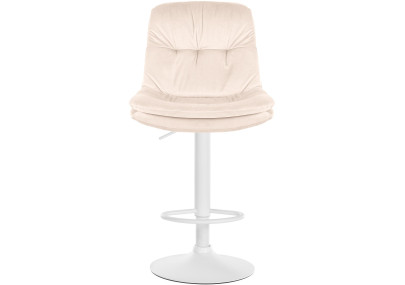 Tabouret de bar Laurel velours blanc crème