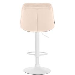 Tabouret de bar en velours Laurel, blanc/crème