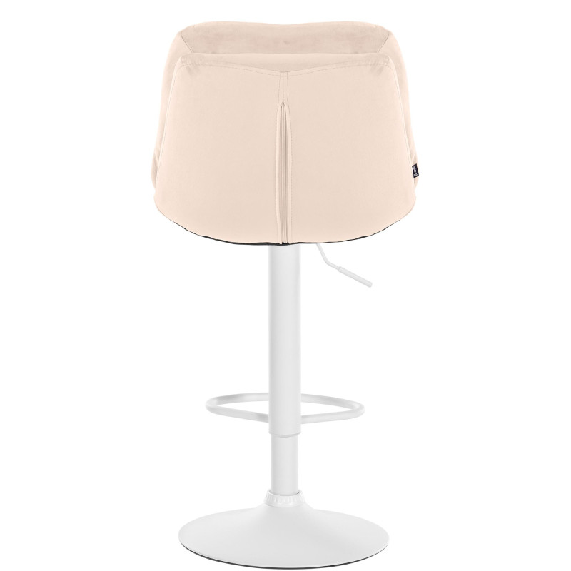 Tabouret de bar en velours Laurel, blanc/crème