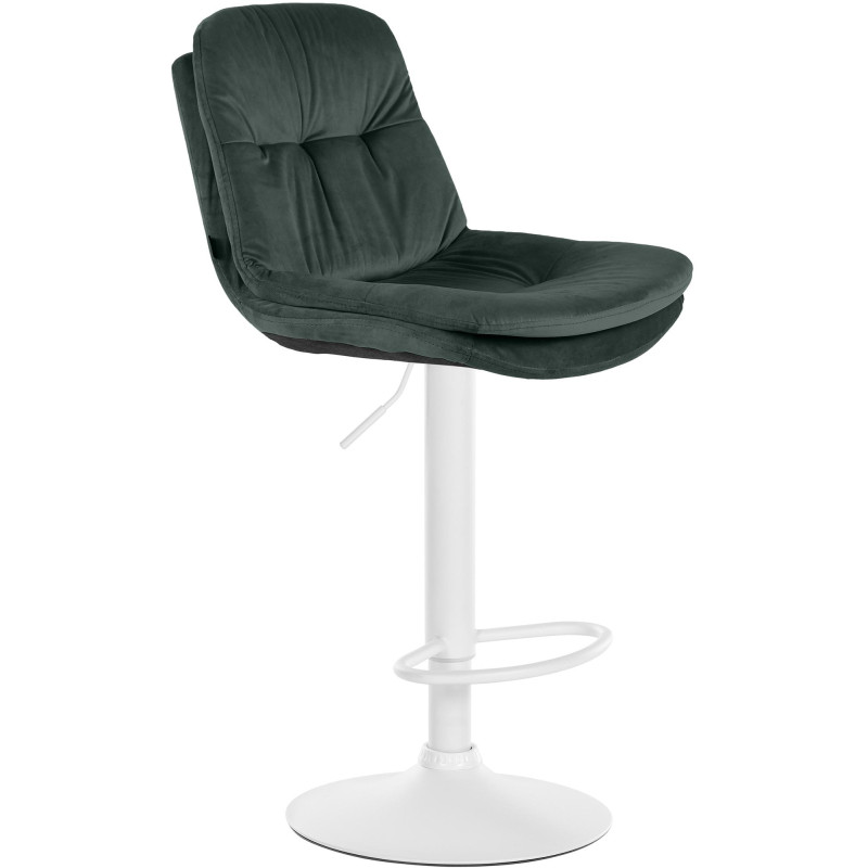Tabouret de bar Laurel velours blanc vert foncé