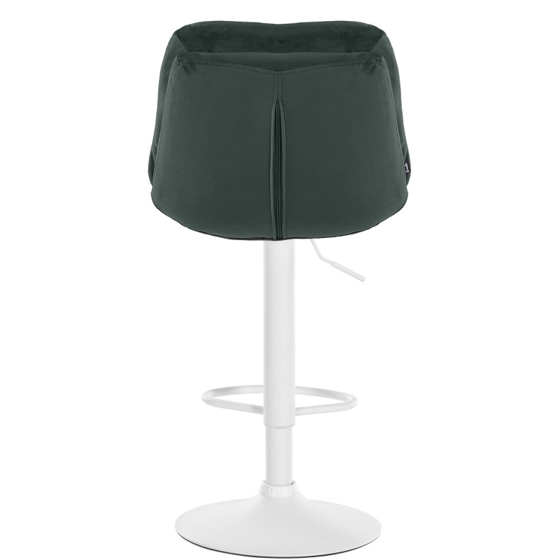Tabouret de bar en velours Laurel, blanc vert foncé