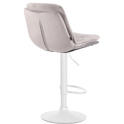 Tabouret de bar Laurel, velours, blanc/gris