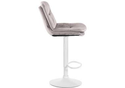 Tabouret de bar Laurel velours blanc gris