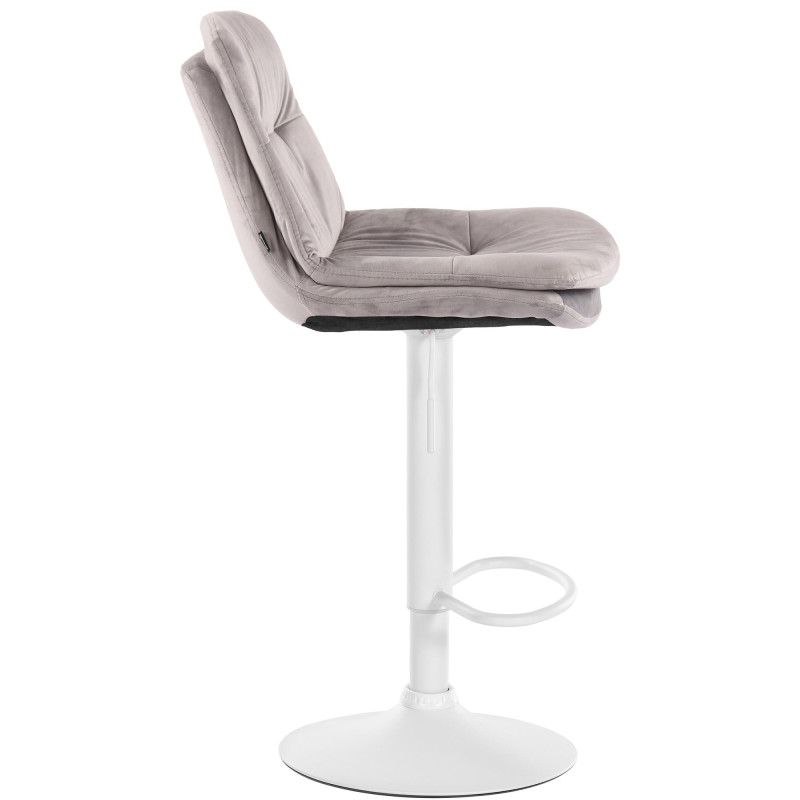 Tabouret de bar en velours Laurel, blanc gris