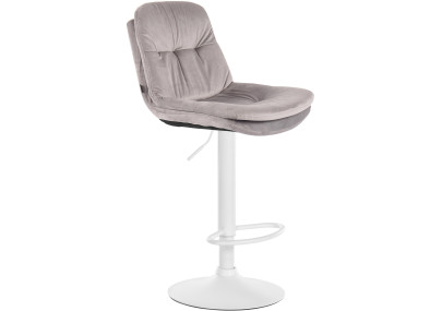 Tabouret de bar Laurel velours blanc gris