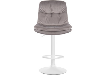 Tabouret de bar Laurel, velours, blanc/gris