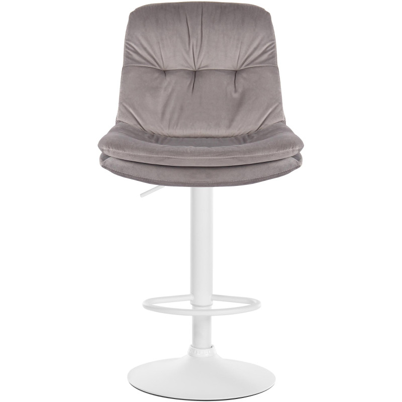 Tabouret de bar en velours Laurel, blanc gris