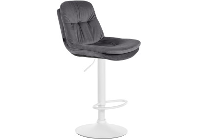 Tabouret de bar Laurel, velours, blanc/gris foncé