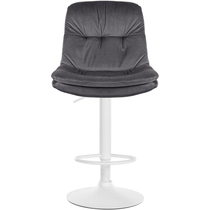 Tabouret de bar en velours Laurel, blanc gris foncé