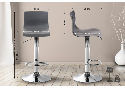 Taburete de bar Hover Gris,Metal cromado