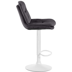 Tabouret de bar en velours Laurel, blanc/noir