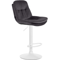 Tabouret de bar en velours Laurel, blanc noir