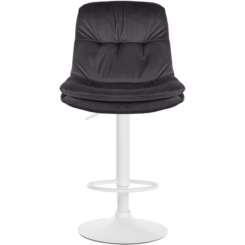 Tabouret de bar en velours Laurel, blanc noir