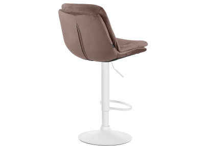 Tabouret de bar en velours Laurel, blanc/marron