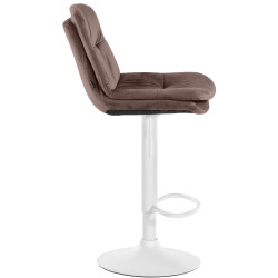 Tabouret de bar en velours Laurel, blanc brun