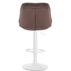 Tabouret de bar en velours Laurel, blanc/marron
