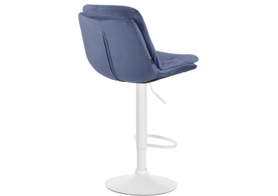 Tabouret de bar en velours Laurel, blanc/bleu