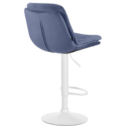 Tabouret de bar en velours Laurel, blanc/bleu
